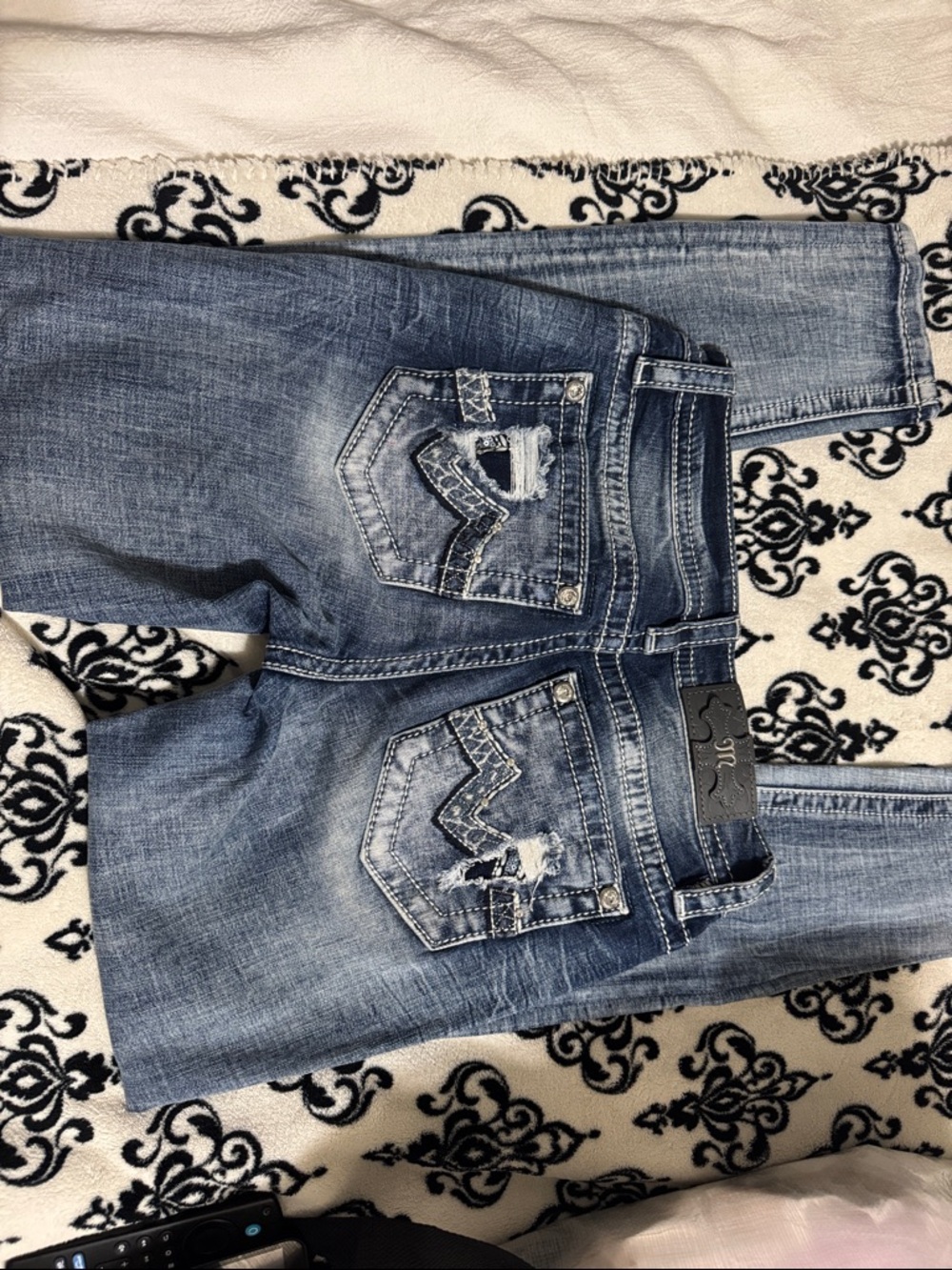 Miss Me Faded Blue Distressed Denim Jeans